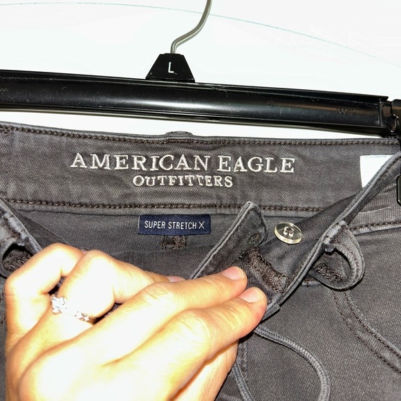 American Eagle High Rise Charcoal lace up super stretch X Jeggings - Picture 4 of 6